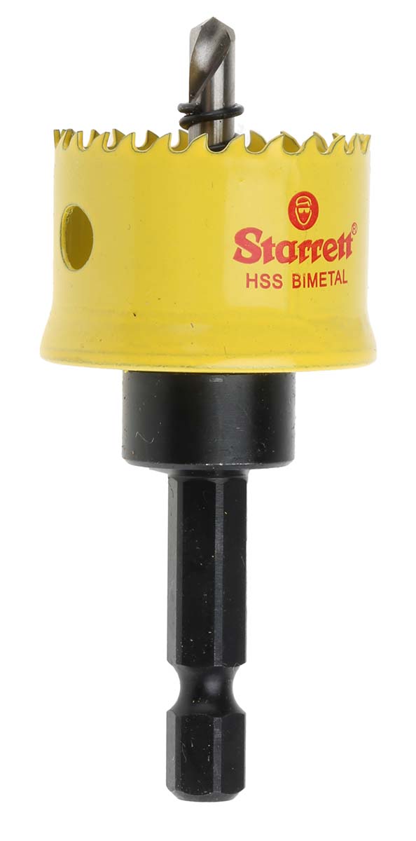 Starrett 27 mm Diameter HSS Drill Bit for Plasterboard, Thin Non-Metallic, Wood, Mild Steel Sheet, with6.35mm Shank
