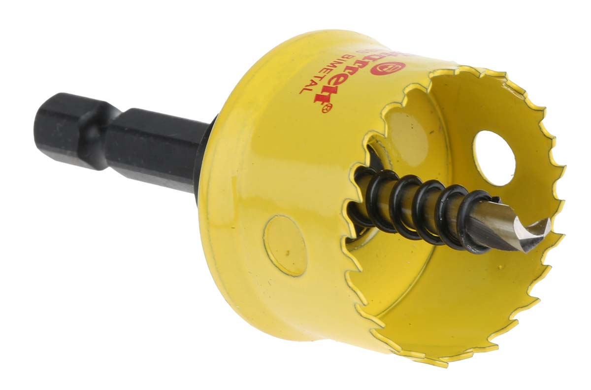 csc27 Starrett 27 mm Diameter HSS Drill Bit for Plasterboard, Thin Non-Metallic, Wood, Mild Steel Sheet, with6.35mm Shank