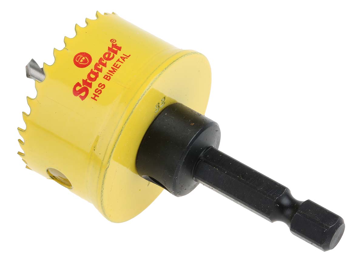 csc32 Starrett 32 mm Diameter High Speed Steel Drill Bit for Stainless Steel, Wood, Plastic, Mild Steel Sheet, with6.35mm