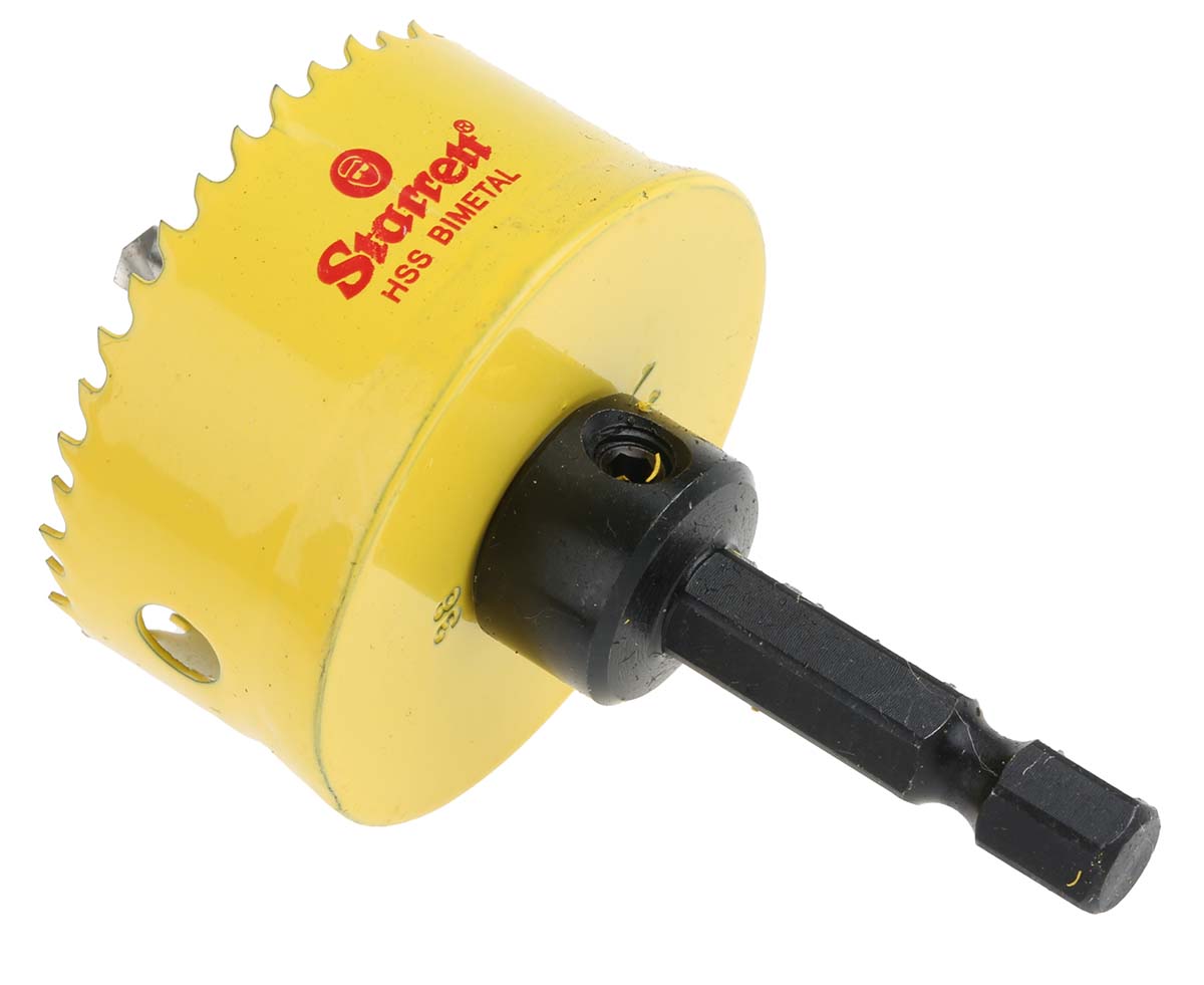 csc38 Starrett 38 mm Diameter Bi-Metal, High Speed Steel Drill Bit for Mild Steel Sheet, Thin Non-Metallic, Wood,