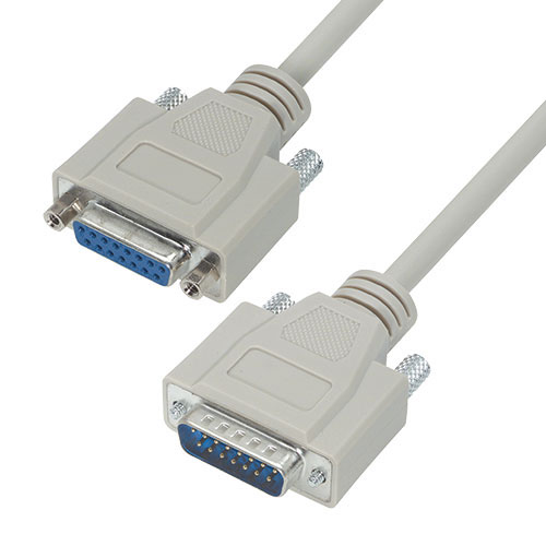L-Com Male D-Sub 15-Pin to Female D-Sub 15-Pin Cable Assembly, 5 ft Polyvinyl Chloride, DB15 Series