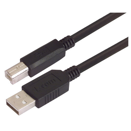 L-Com USB Cable, Male USB to Male, USB 2.0 USB B, USB Type B, Black, 3 m