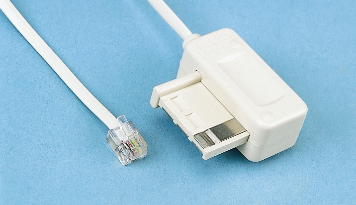 Decelect Female RJ11 to Male Telephone Extension Cable, White Sheath, 3 m