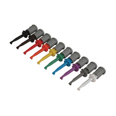 CALTEST Black, Blue, Brown, Grey, Orange, Red, Violet, White, Yellow Miniature Test Clip, 2 mm Tip Size, 6A