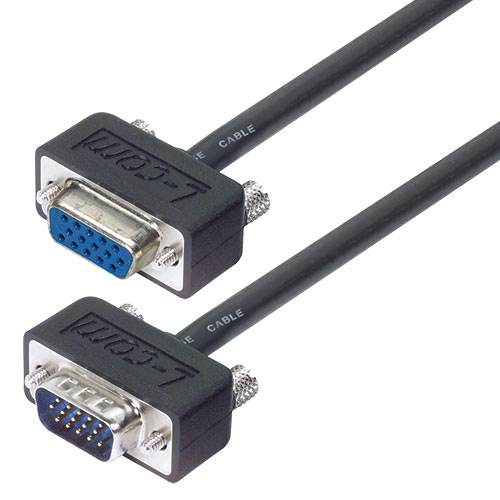 L-Com Male D-Sub 15-Pin to Female VGA SVGA Cable, 5 ft Black