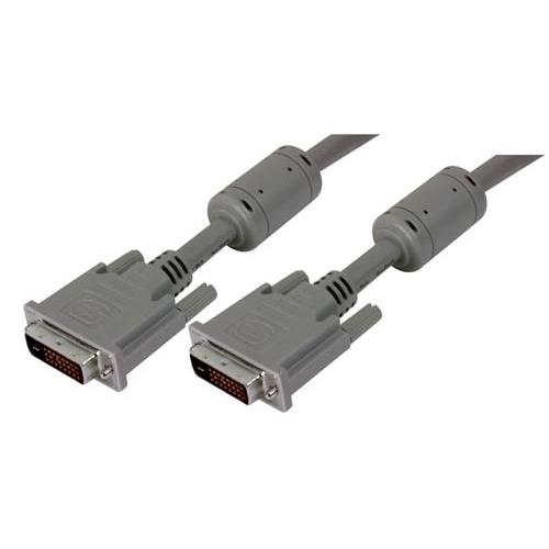 L-Com, Male DVI-D Dual Link to Male DVI-D Cable, 5 ft Grey sheath Polyvinyl Chloride