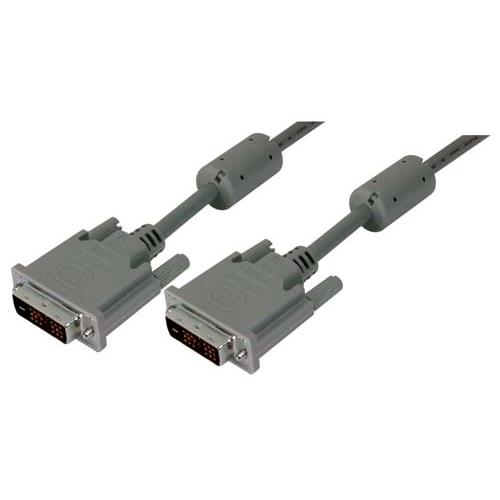 L-Com, Male DVI-D Single Link Connector to Male DVI-D Cable, 15 ft Grey sheath Polyvinyl Chloride