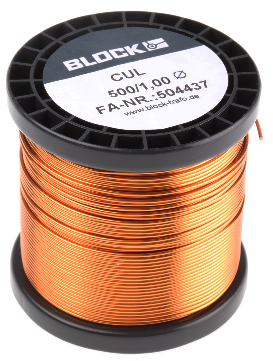 Block  1 mm OD Enamelled  Copper Wire 0.82 mm² 56 m Reel