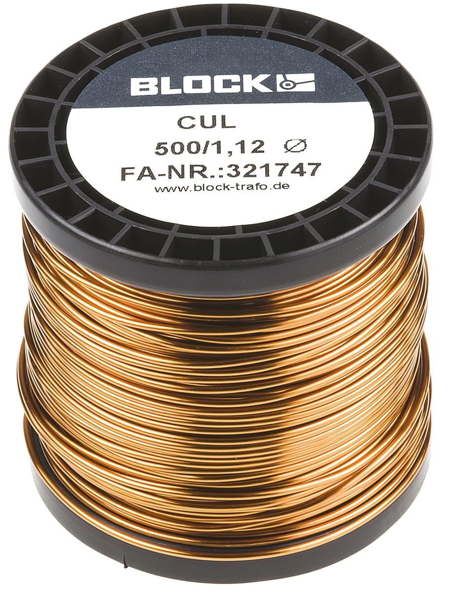 Block  1.12 mm OD Enamelled  Copper Wire 1.1 mm² 44 m Reel