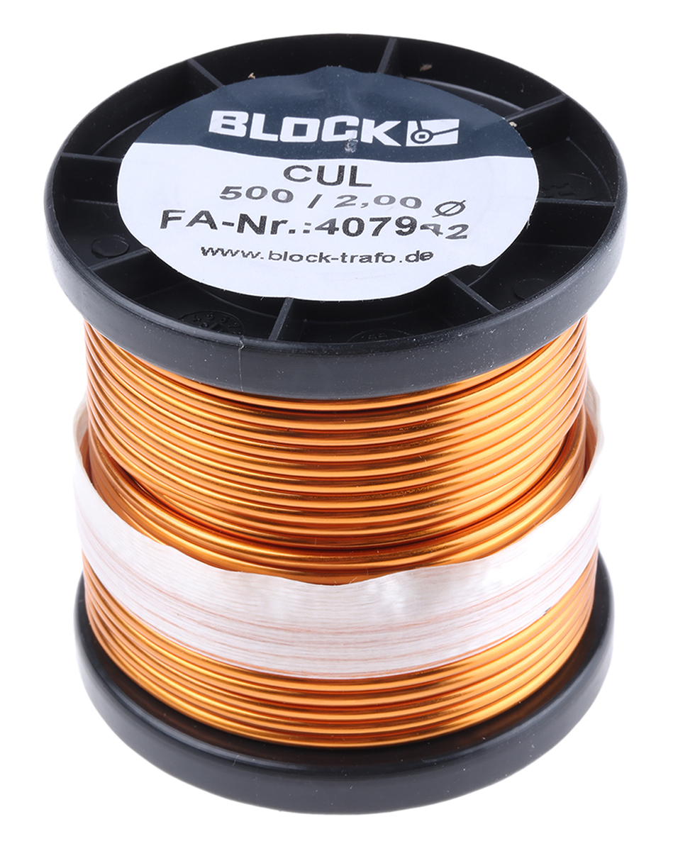Block  2 mm OD Enamelled  Copper Wire 3.3 mm² 14 m Reel