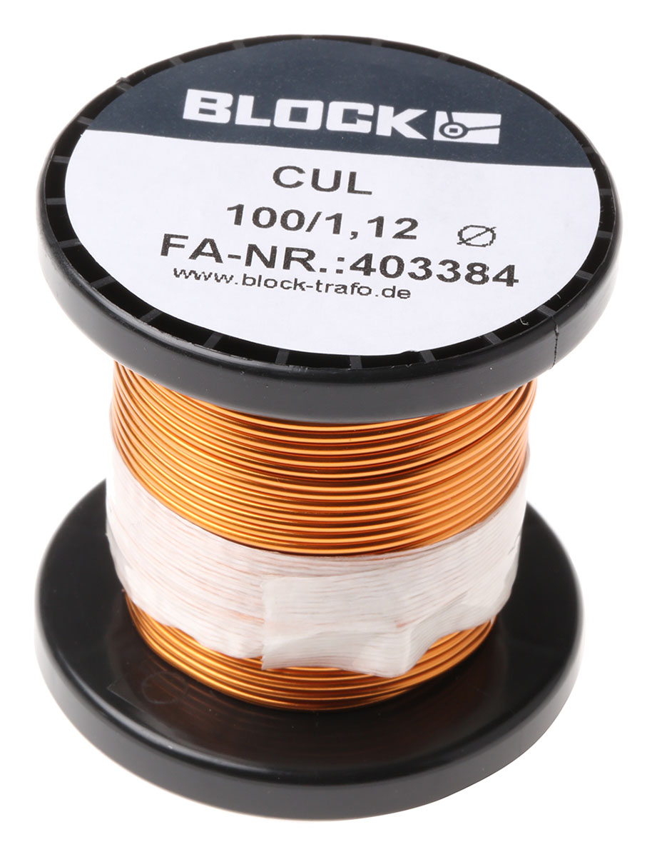 Block  1.12 mm OD Enamelled  Copper Wire 1.1 mm² 9 m Reel