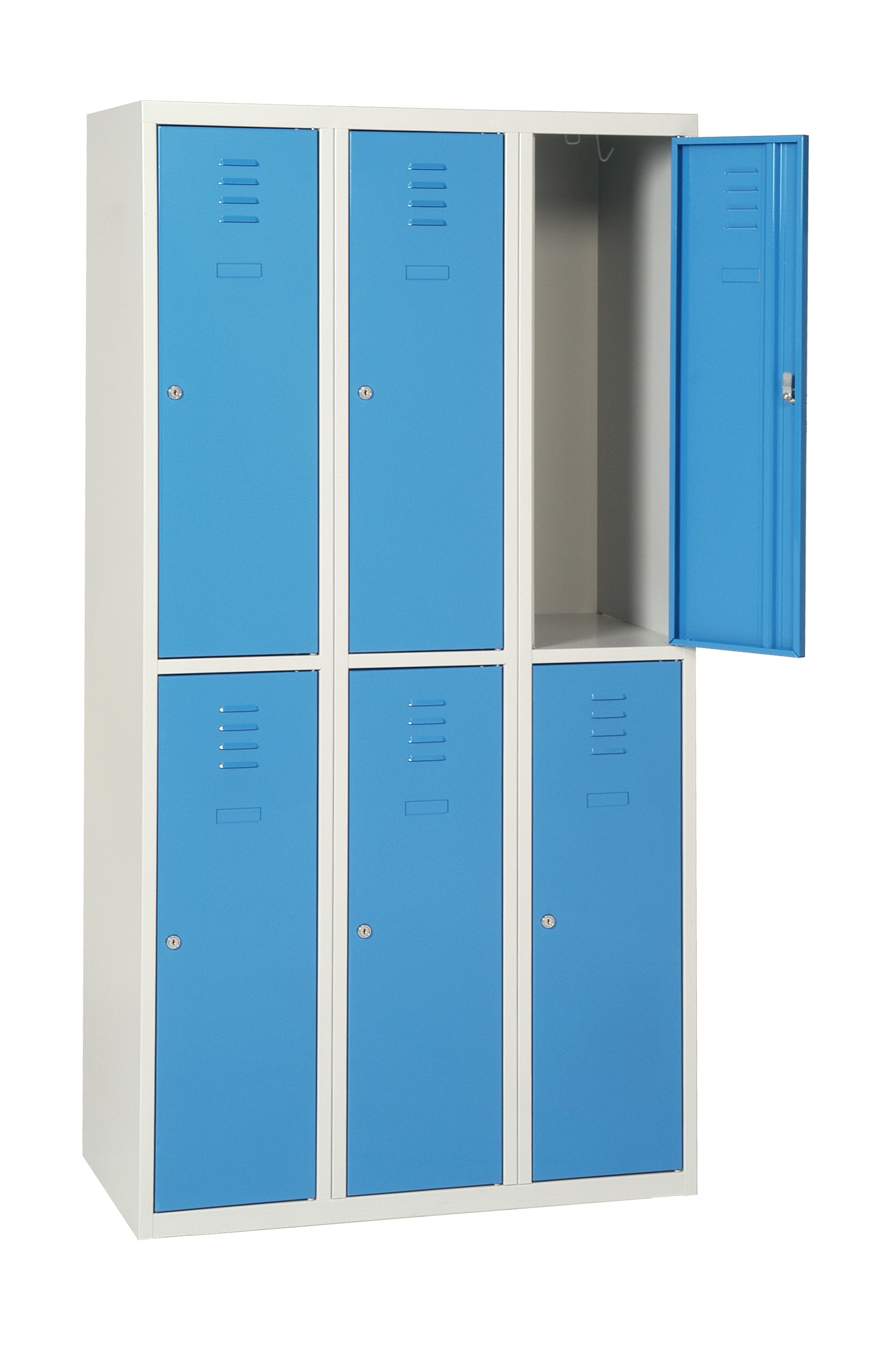 AKAZE 6 Door Ventilated Light Grey, Blue Locker, 1800 mm x 900 mm x 500 mm