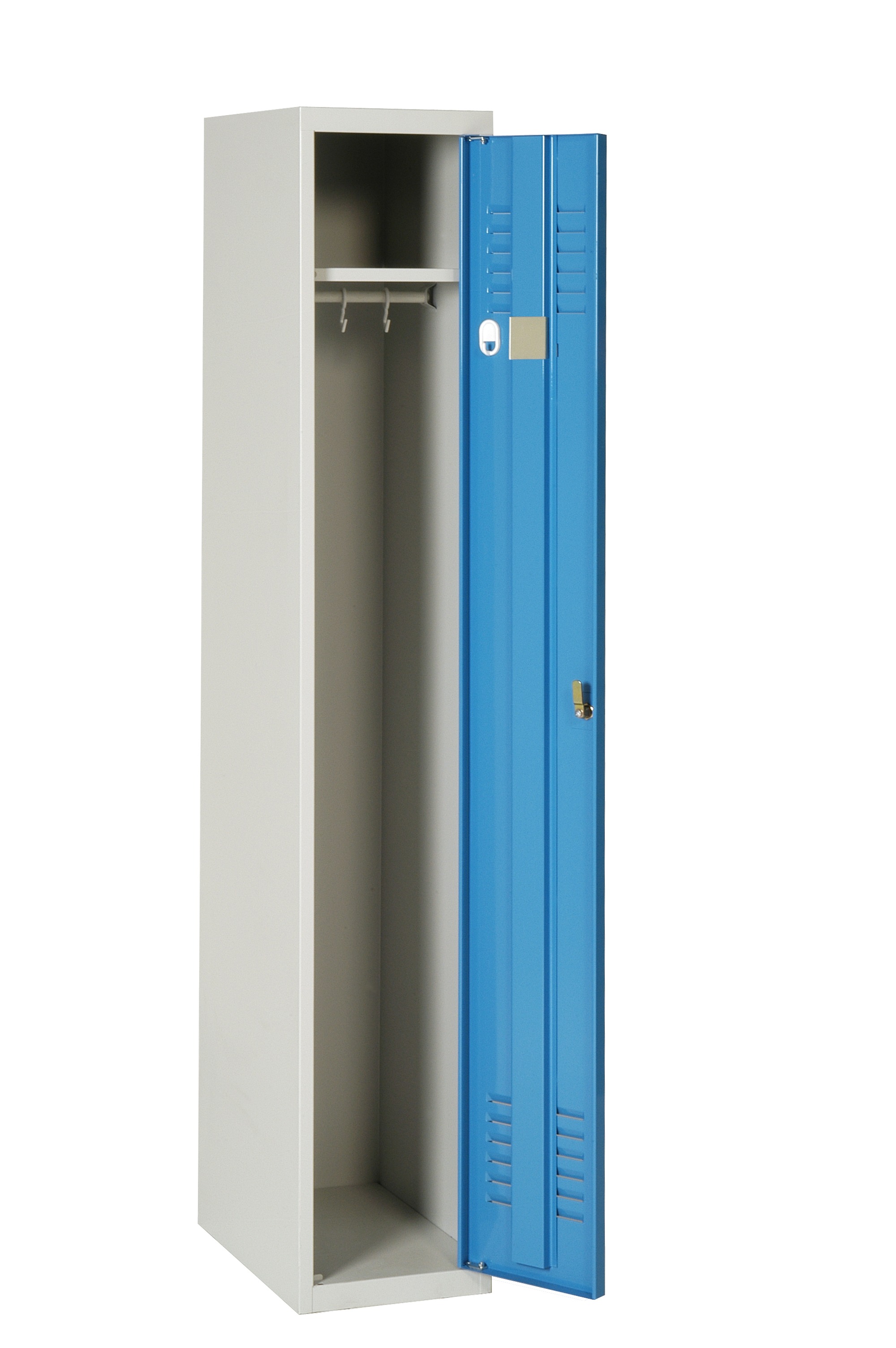 AKAZE 1 Door Ventilated Metal Light Grey, Blue Locker, 1800 mm x 300 mm x 500 mm