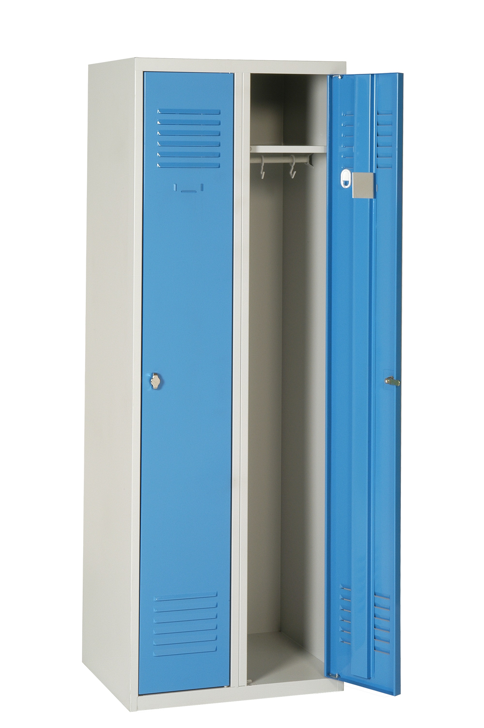 AKAZE 2 Door Ventilated Metal Blue, Light Grey Locker, 1800 mm x 600 mm x 500 mm