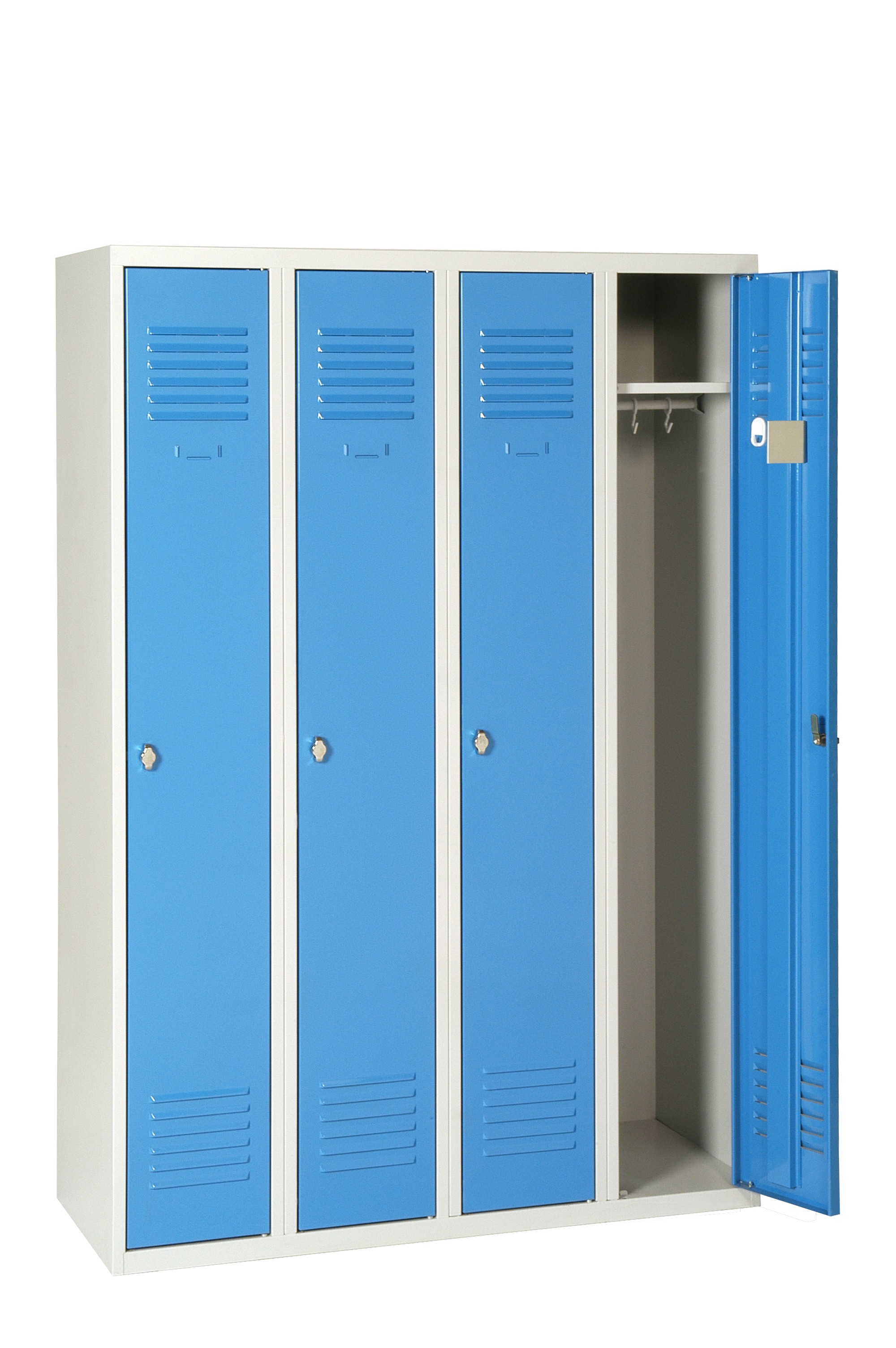 AKAZE 3 Door Ventilated Metal Light Grey, Blue Locker, 1800 mm x 900 mm x 500 mm