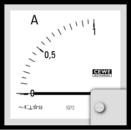 CEWE Instruments CEWE Analogue Panel Ammeter 1 A, 68 mm x 68 mm Analogue