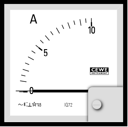 CEWE Instruments CEWE Analogue Panel Ammeter 10 A, 68 mm x 68 mm Analogue