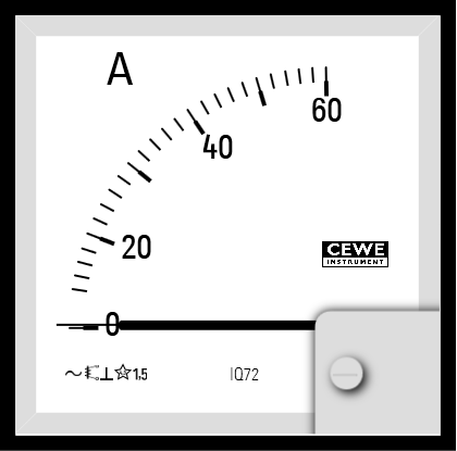 CEWE Instruments CEWE Analogue Panel Ammeter 60 A, 68 mm x 68 mm Analogue