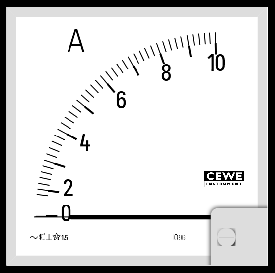 CEWE Instruments CEWE Analogue Panel Ammeter 10 A, 92 mm x 92 mm Analogue