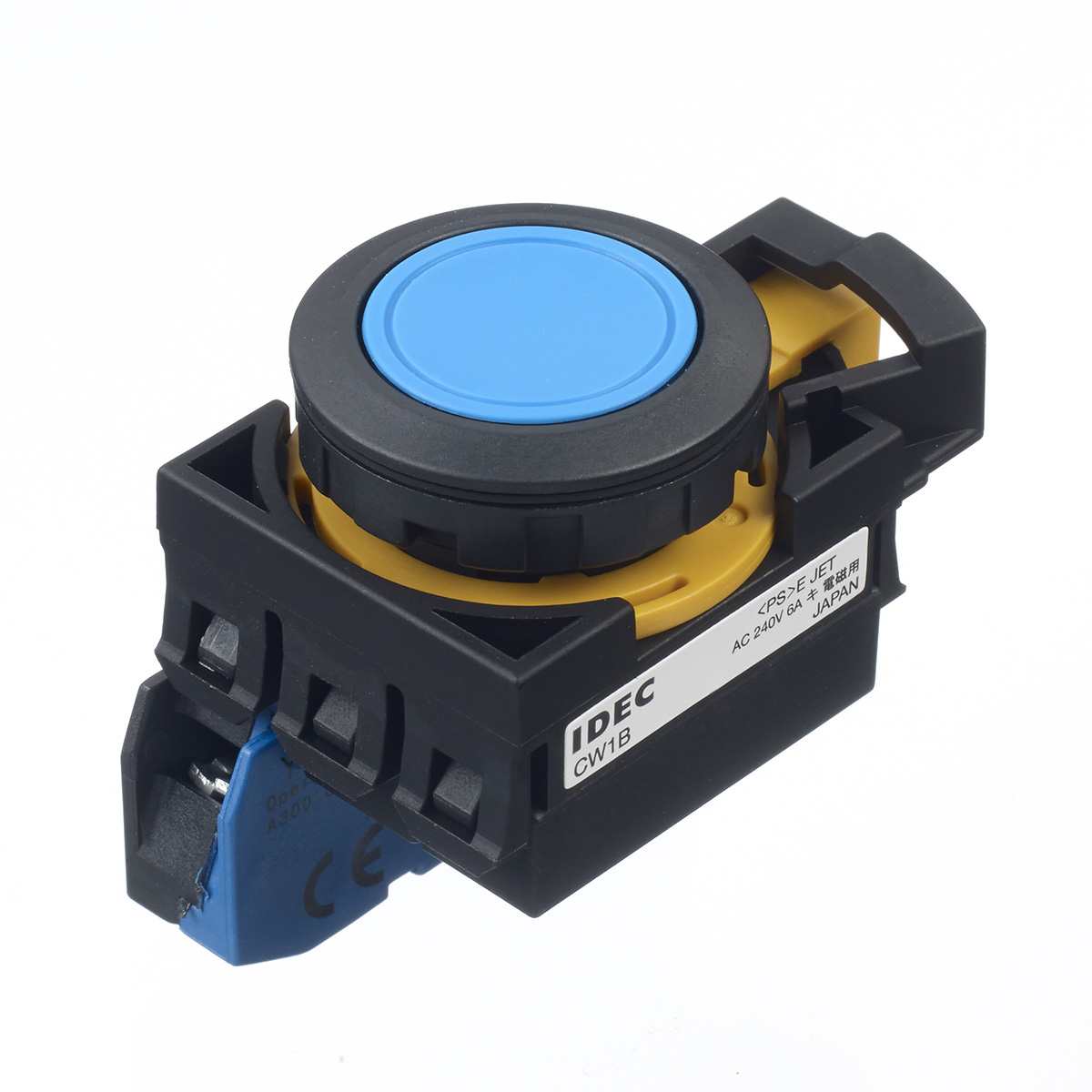 Idec IDEC CW Series Push Button Switch, Momentary, Panel, 22 mm Cutout, 1 NO, IP20, IP65, IP66, IP67, 300 V dc 300 V ac