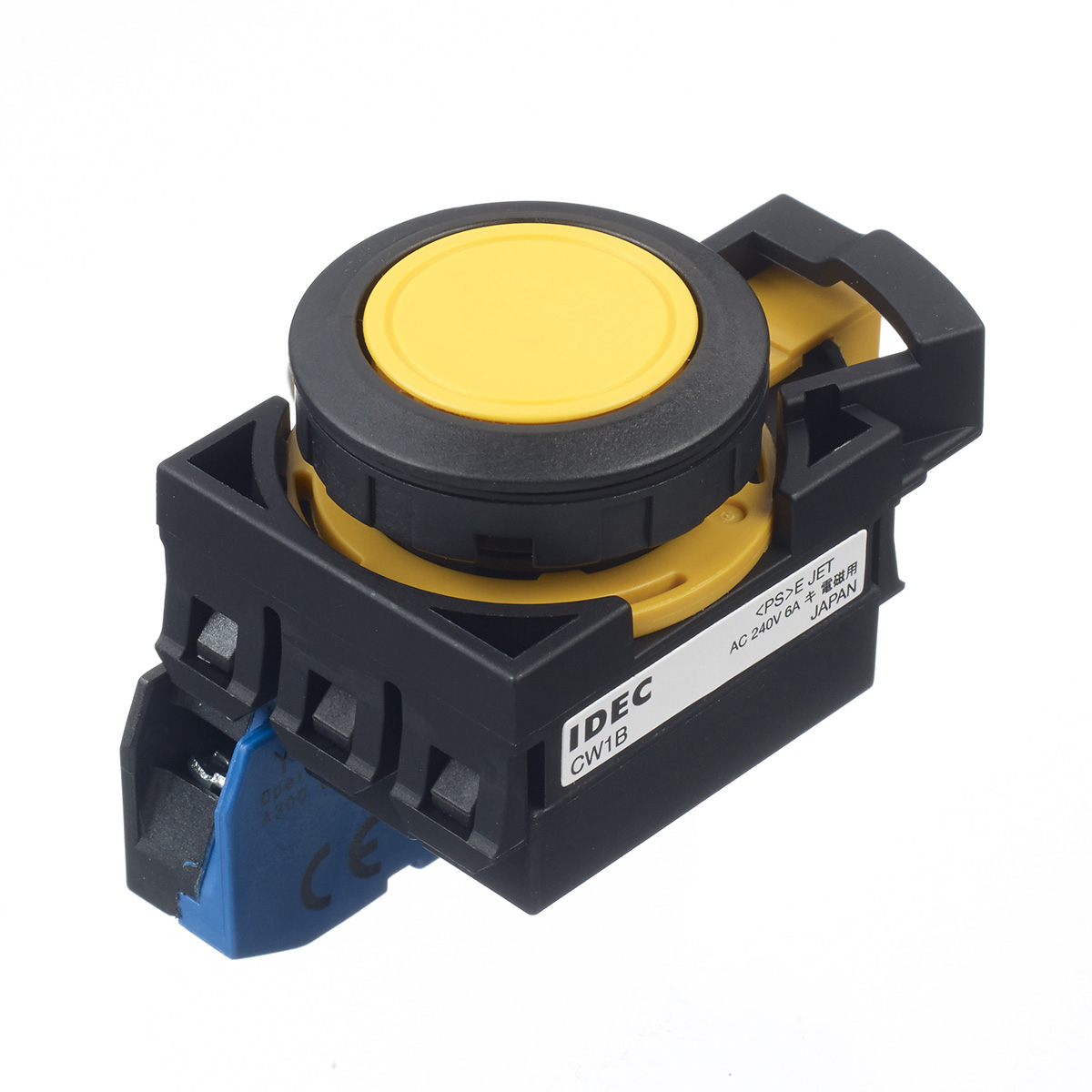 Idec IDEC CW Series Push Button Switch, Momentary, Panel, 22 mm Cutout, 1 NO, IP20, IP65, IP66, IP67