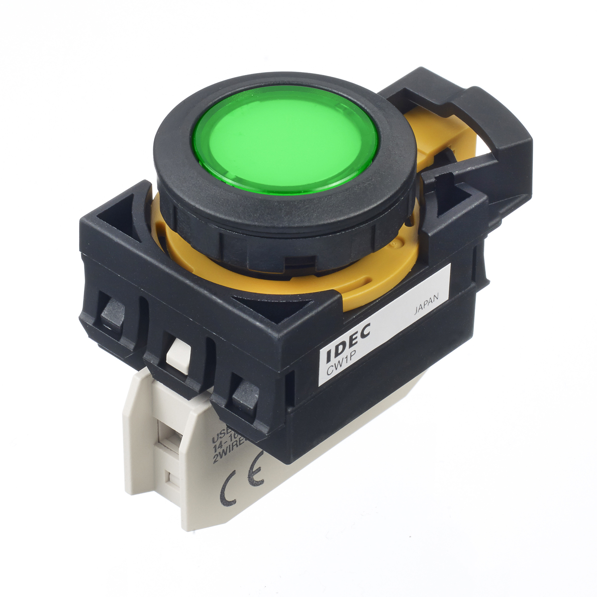 Idec CW Series Push Button Switch, 22 mm Cutout Green, IP66
