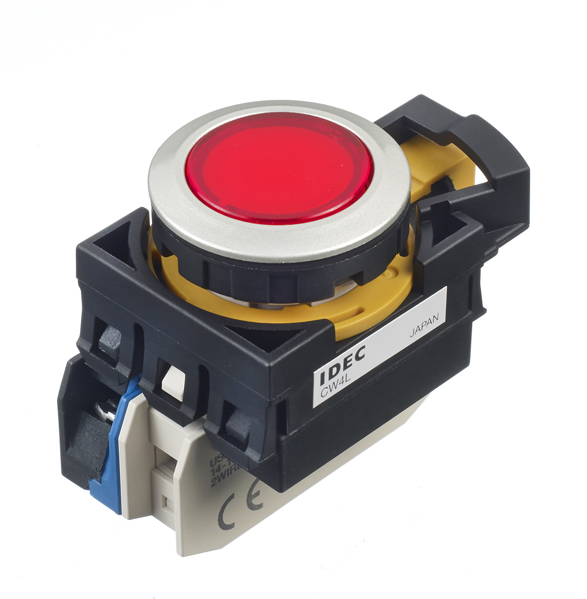 Idec IDEC CW Series Illuminated Push Button Switch, Momentary, 22 mm Cutout, Red LED, IP65