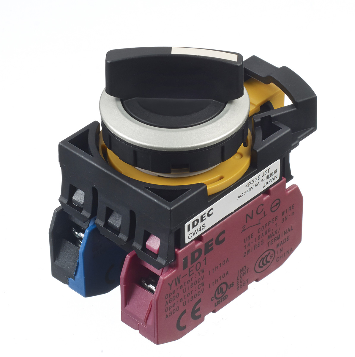 Idec Knob Selector Switch - (1 NO/1 NC) 22 mm Cutout Diameter 2 Positions