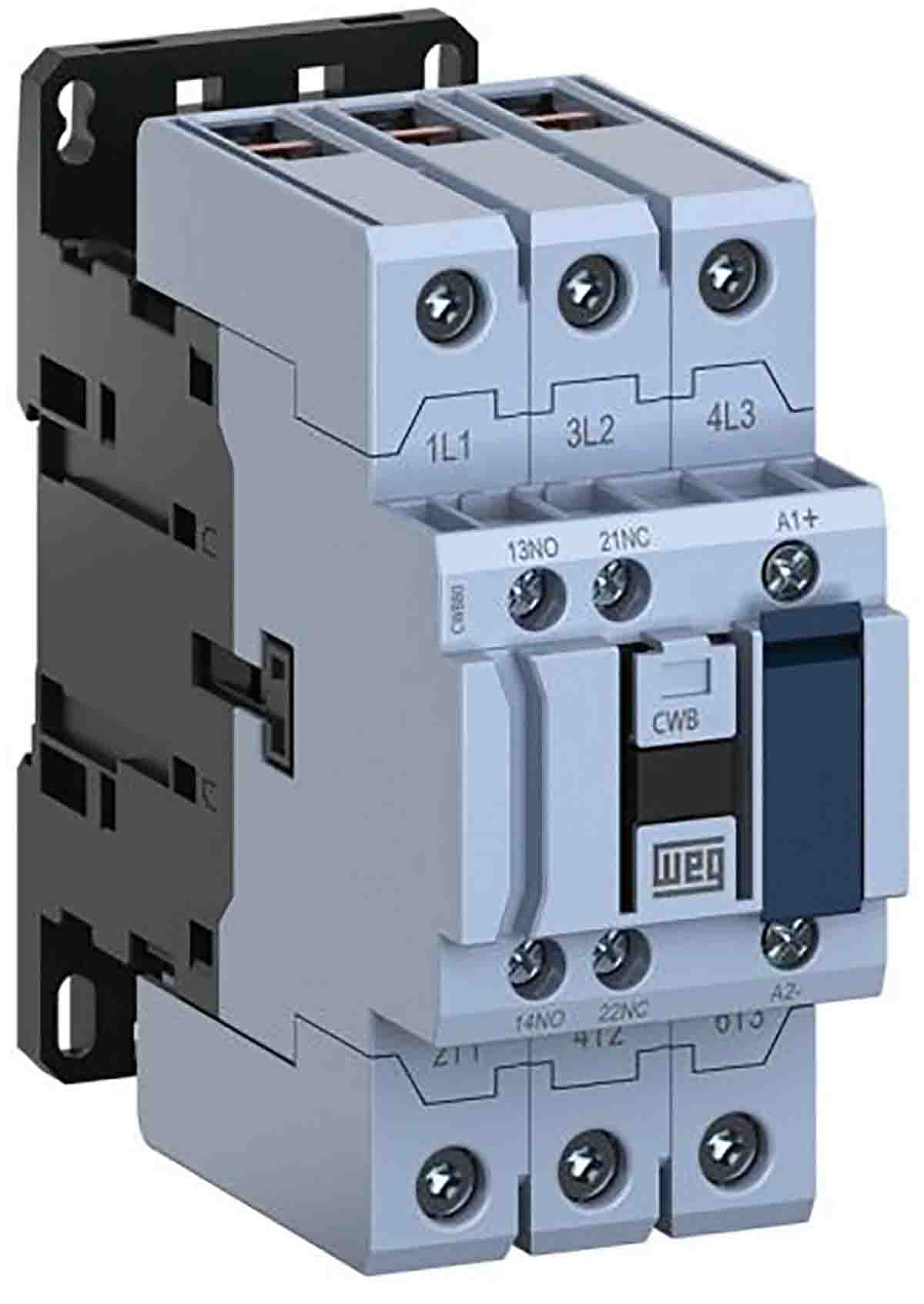 WEG CWB40 Contactor, 24V dc Coil, 3-Pole, 80 A, 37 kW 24V dc, 1 NO/1 NC, 1kV