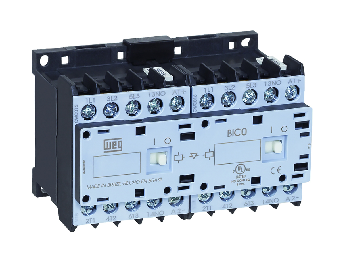 WEG CWCI0 Reversing Contactor, 110V ac Coil, 3-Pole, 9 A, 4 kW 110V ac, 3 NO, 690V ac