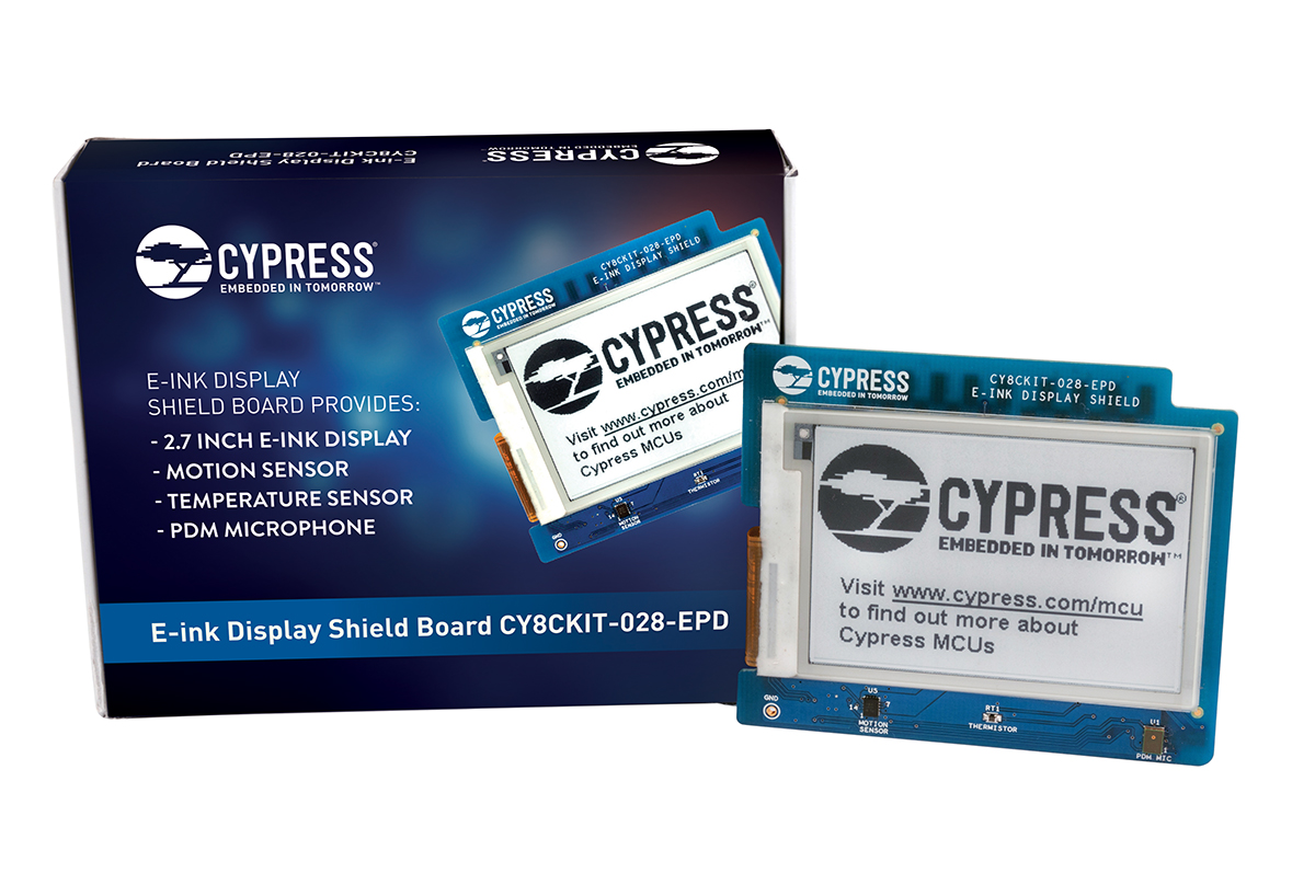 Infineon CY8CKIT-028-EPD E-ink Display Shield Board 2.7 in E-Ink Display Shield With BMI160 for PSoC 4, PSoC 6 MCU