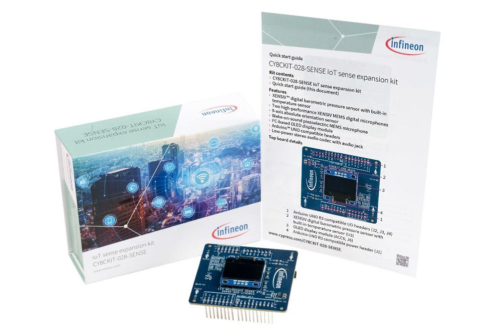 cy8ckit-028-sense Infineon IOT Sense Expansion Kit Absolute Orientation Sensor Evaluation Kit for Arduino Uno CY8CKIT-062S2-43012
