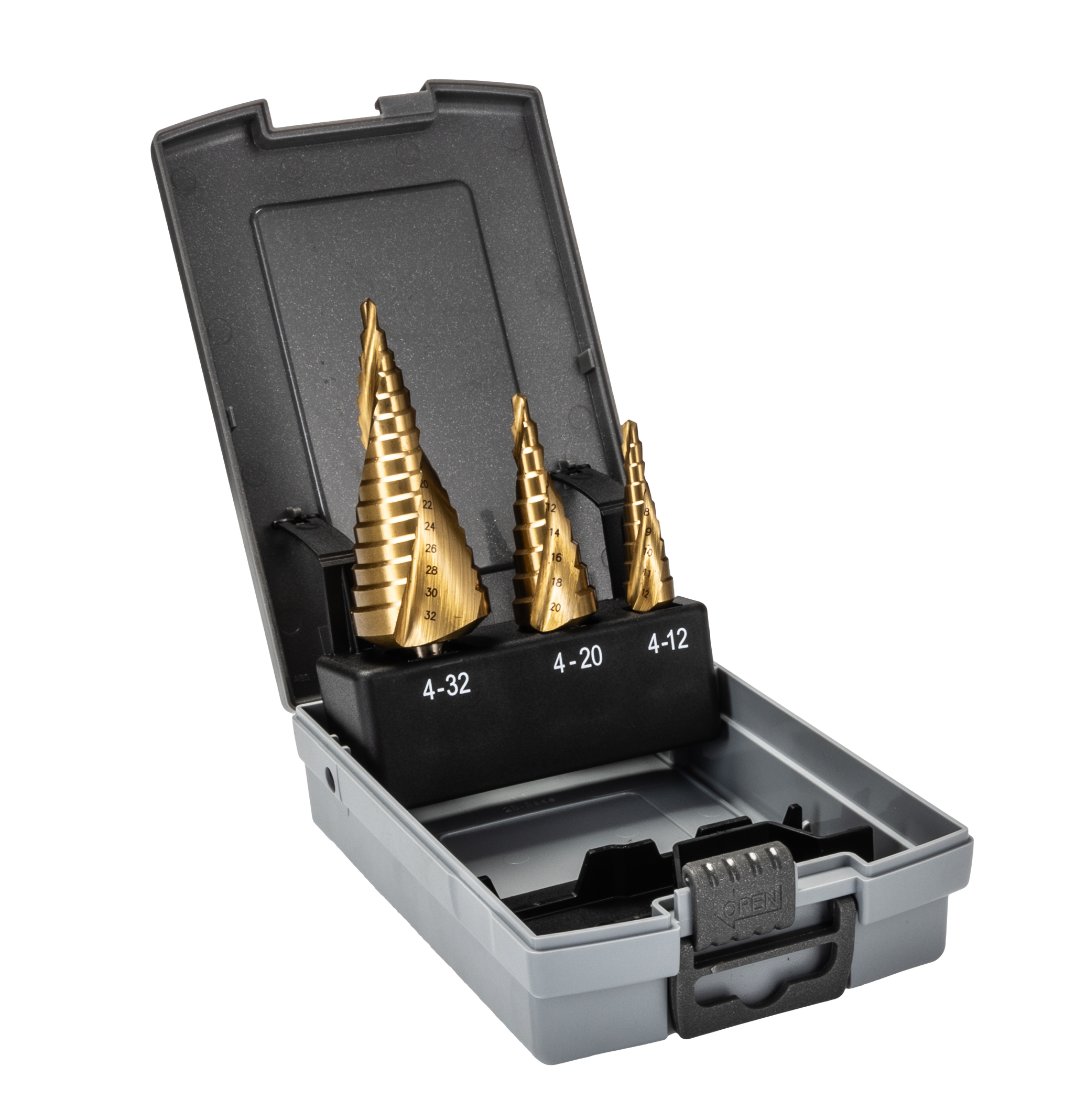Makita 3-Piece Step Drill Bit Set for Metal, 32 mm Max, 4 mm Min, Titanium Nitride (Coated) Bits