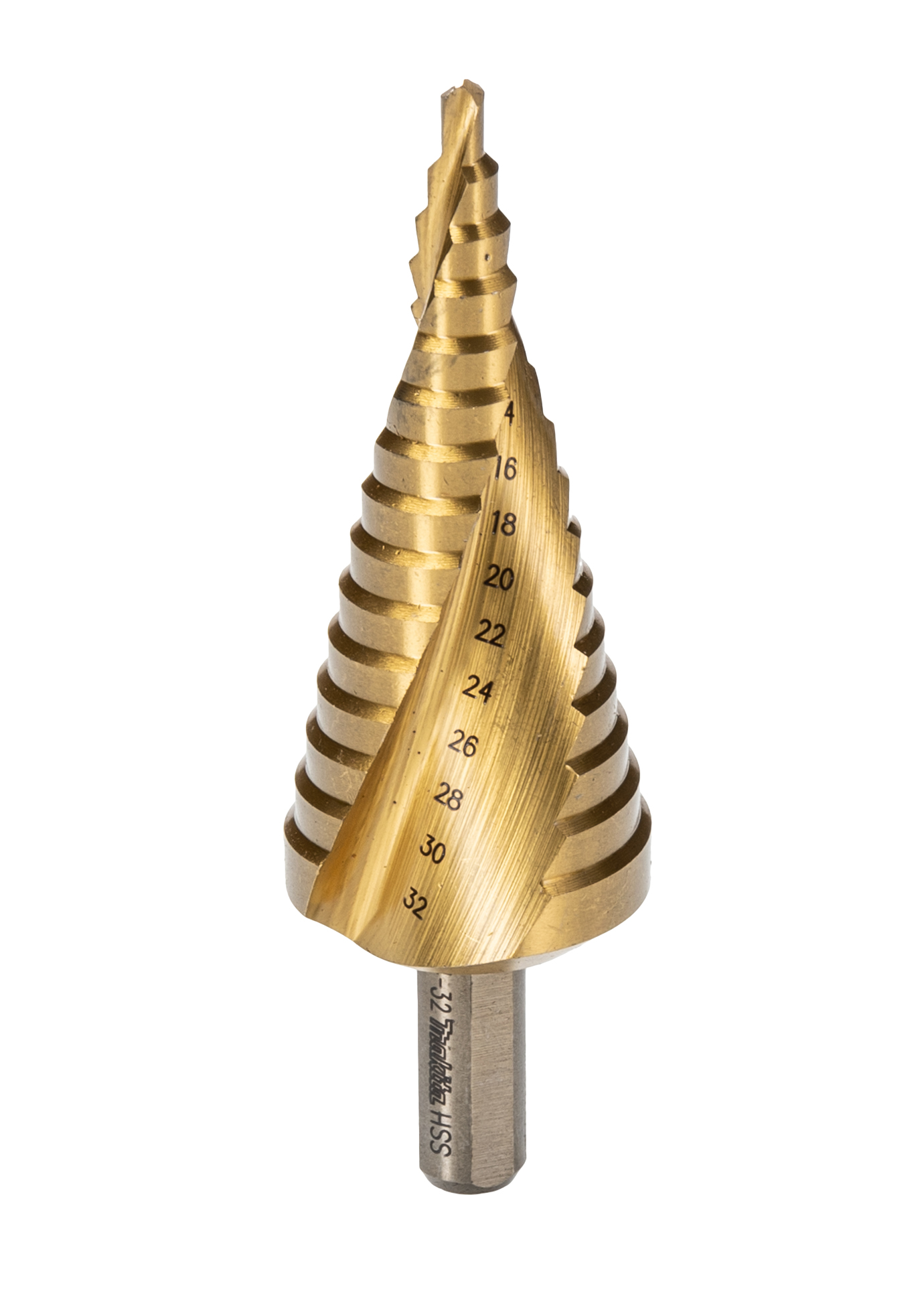 d-41872 Makita 3-Piece Step Drill Bit Set for Metal, 32 mm Max, 4 mm Min, Titanium Nitride (Coated) Bits