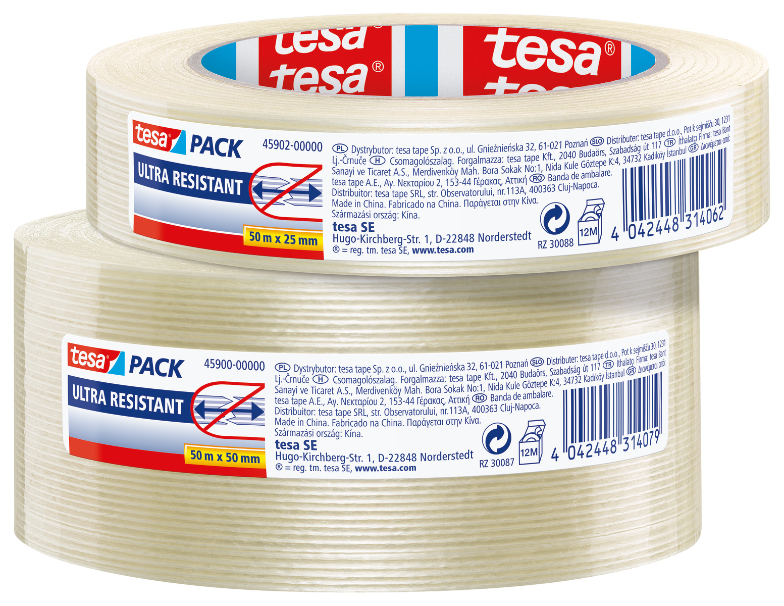 Tesa 45902 Clear Packing Tape, 25mm x 50mm