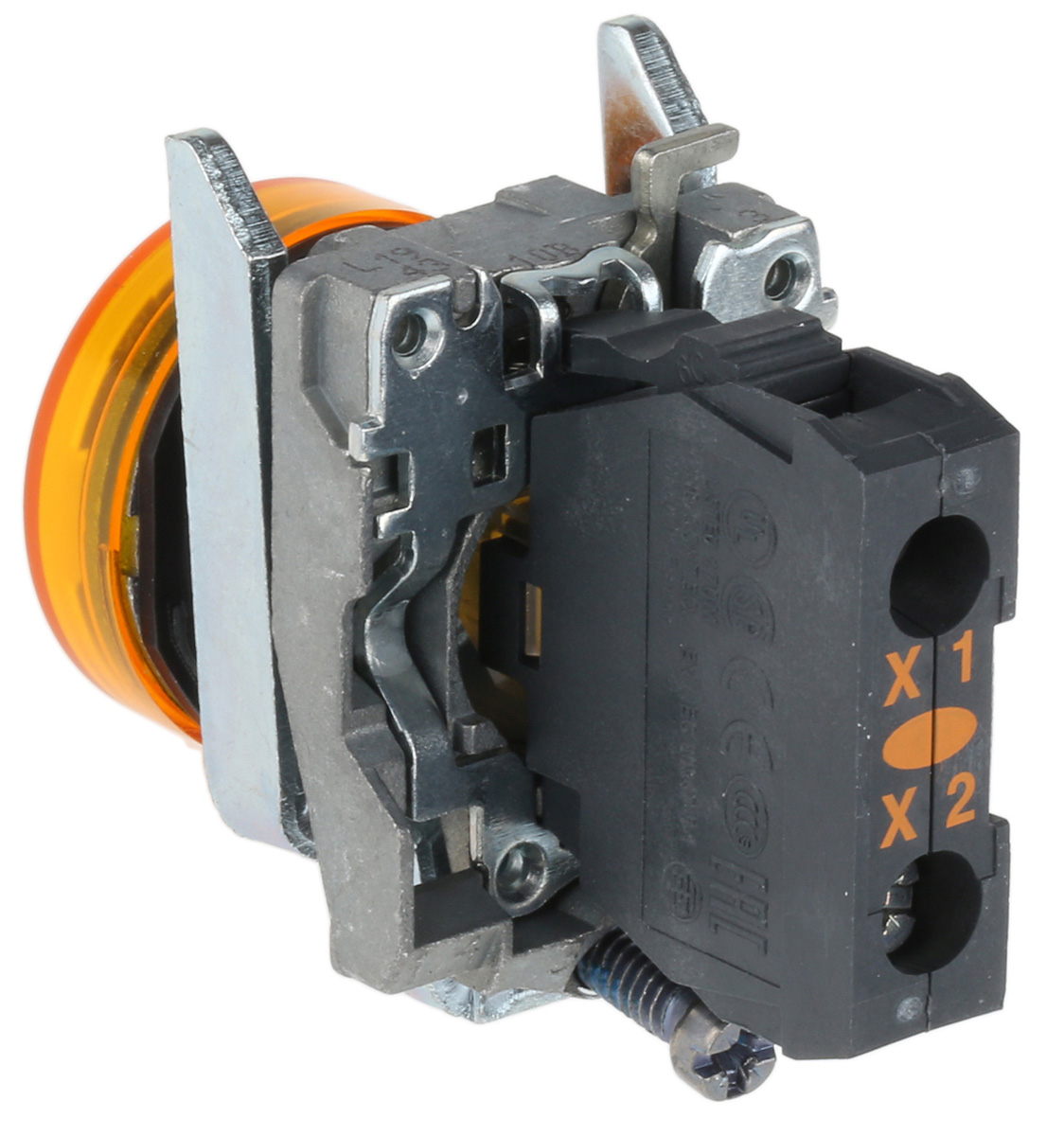 xb4bvm5 Schneider Electric, Harmony, Panel Mount Orange LED Pilot Light, 22 mm Cutout, IP67, IP69, IP66, Round