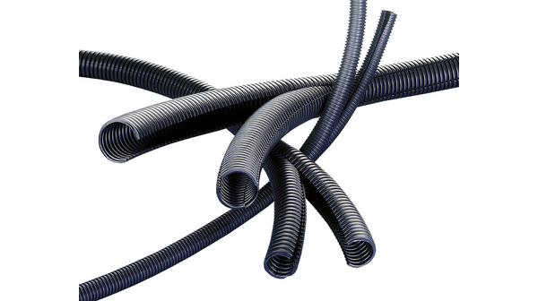 PMA Uster Corrugated Loom Tubing Conduit, 43.9mm Nominal Diameter, Polypropylene, Black
