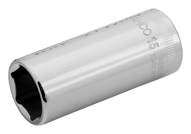 Bahco 1/4 in Drive 15mm Standard Socket, 15mm, 50.6 mm Overall Length