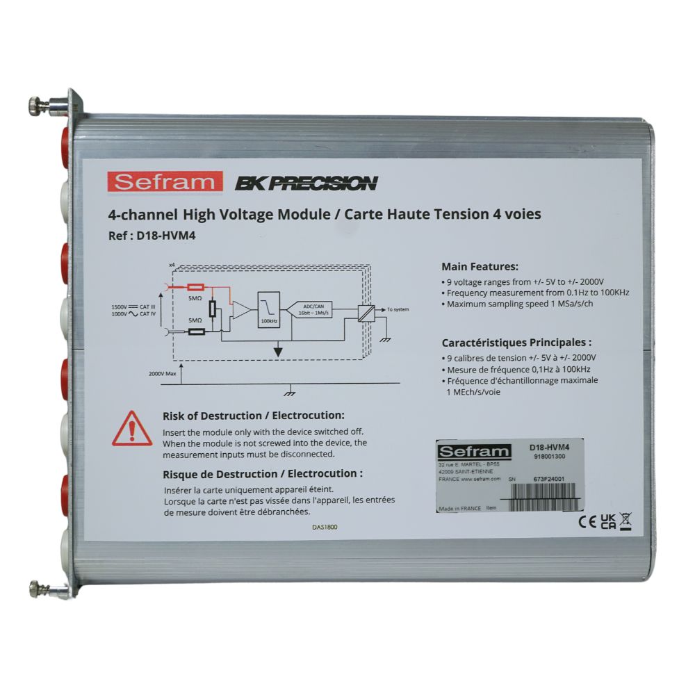 d18-hvm4 Sefram DAS1800 Data Acquisition 4-Channel, USB, 1 Msps, 16 bit