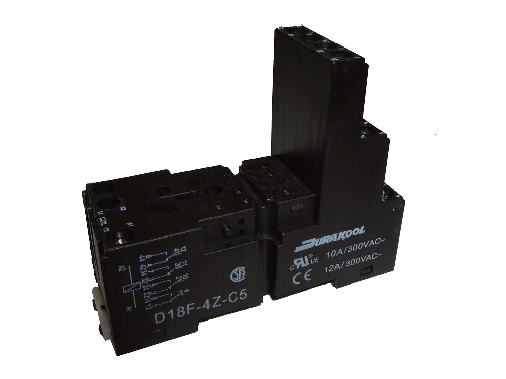 Durakool D14F 14 Way 250V ac DIN Rail Relay Socket, for use with DX4, DXN Relays