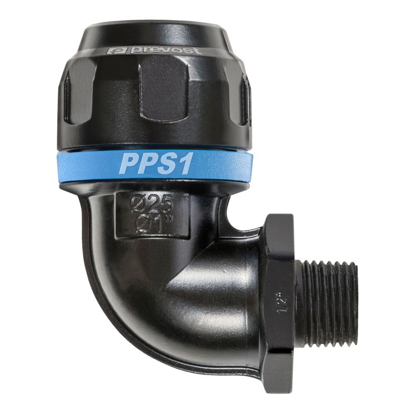PREVOST 16bar Aluminium R 1/2 Elbow Connector, 25mm outside diameter