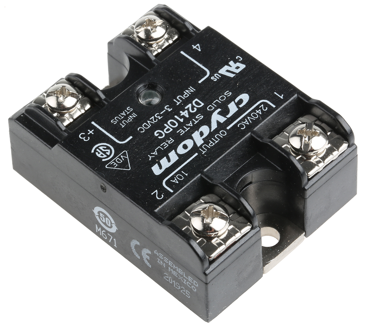 d2410pg Sensata / Crydom 1 Series Solid State Relay, 10 A Load, Panel Mount, 280 Vrms Load, 32V Control