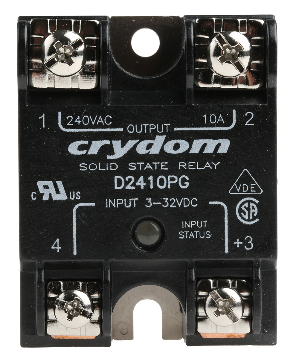 d2410pg Sensata / Crydom 1 Series Solid State Relay, 10 A Load, Panel Mount, 280 Vrms Load, 32V Control