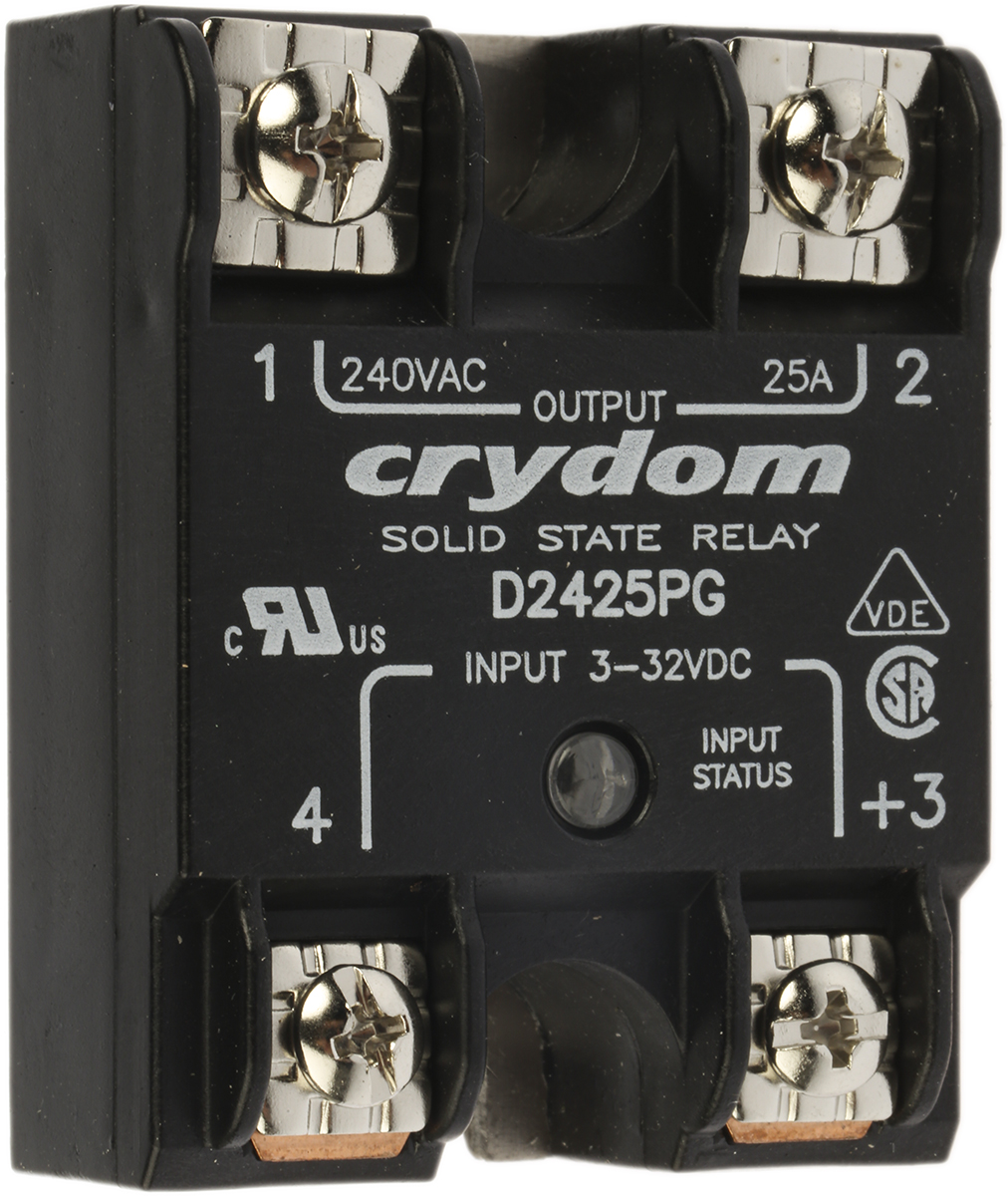 Sensata / Crydom 1 Series Solid State Relay, 25 A Load, Panel Mount, 280 Vrms Load, 32V Control