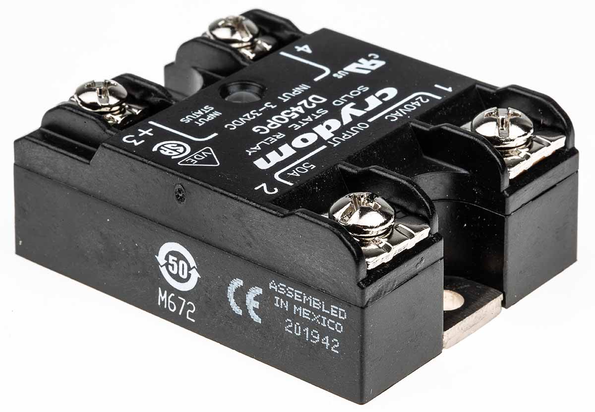 d2450pg Sensata / Crydom 1 Series Solid State Relay, 50 A Load, Panel Mount, 280 Vrms Load, 32V Control