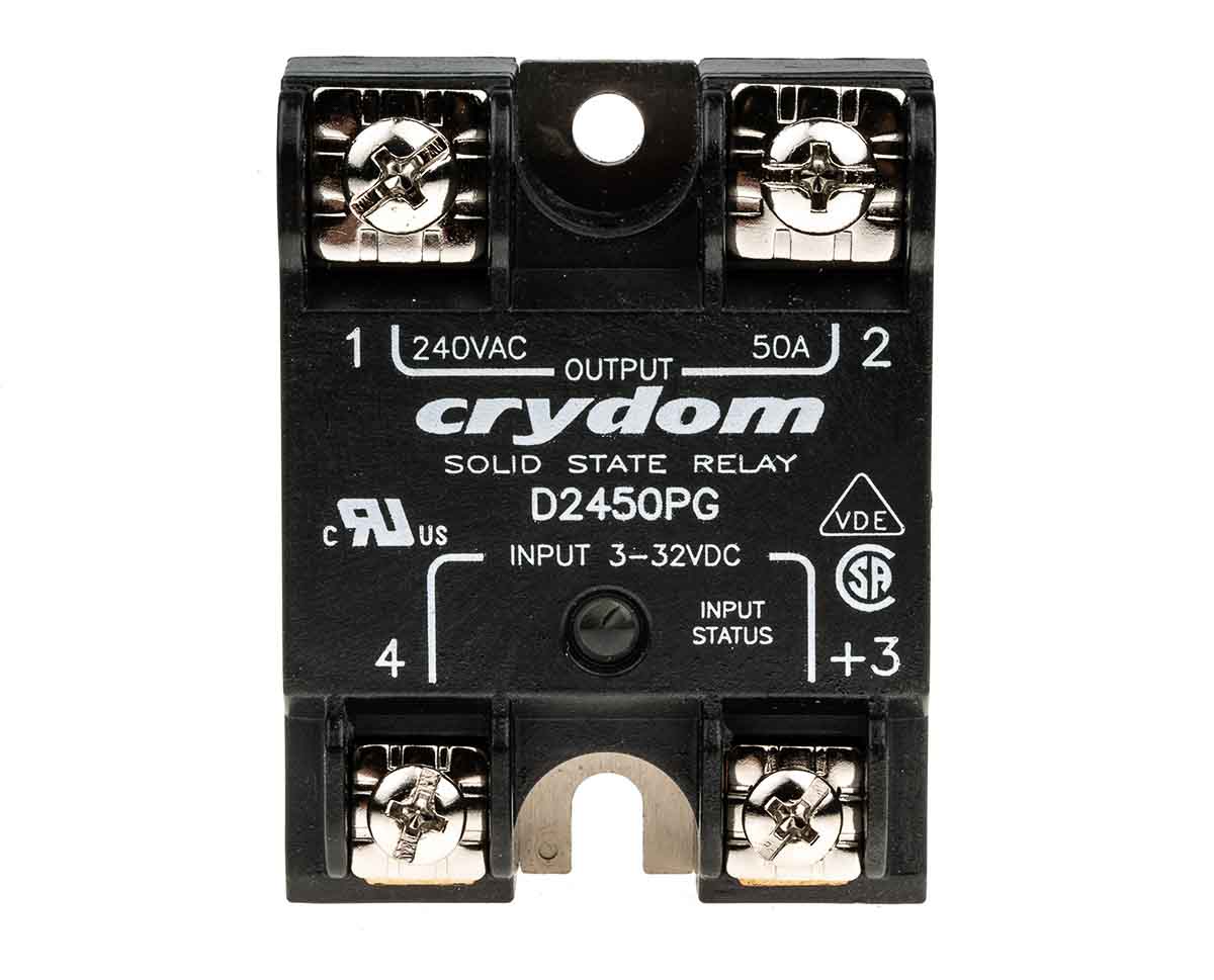 d2450pg Sensata / Crydom 1 Series Solid State Relay, 50 A Load, Panel Mount, 280 Vrms Load, 32V Control