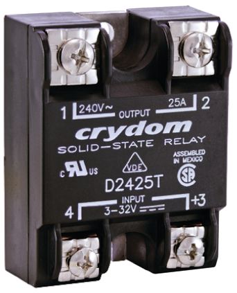 Sensata / Crydom 1 240 VAC Series Solid State Relay, 90 A Load, Panel Mount, 280 Vrms Load, 32V dc Control