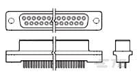 TE Connectivity HD-20 37 Way Vertical Board Mount D-sub Connector Receptacle