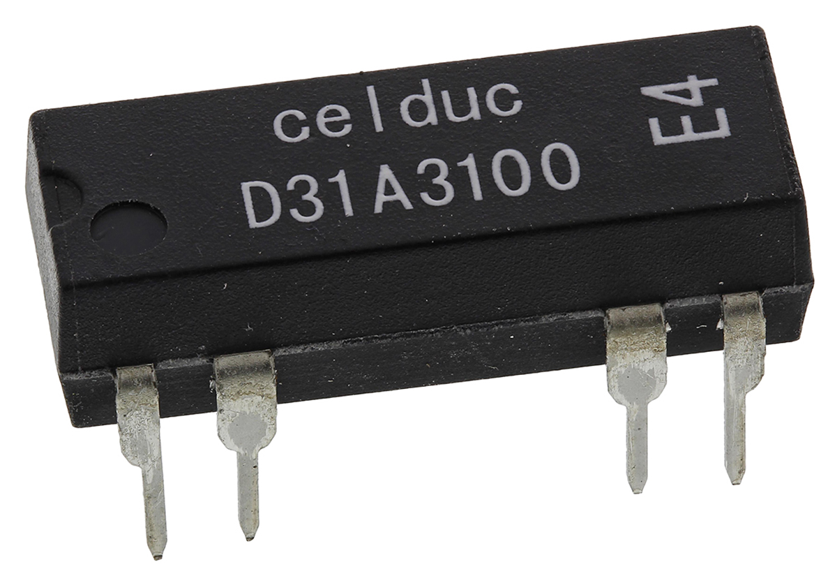 Celduc PCB Reed Relay, 5 V dc Coil, SPST, 100 V dc Max, 0.5 A Max, 500 Ω