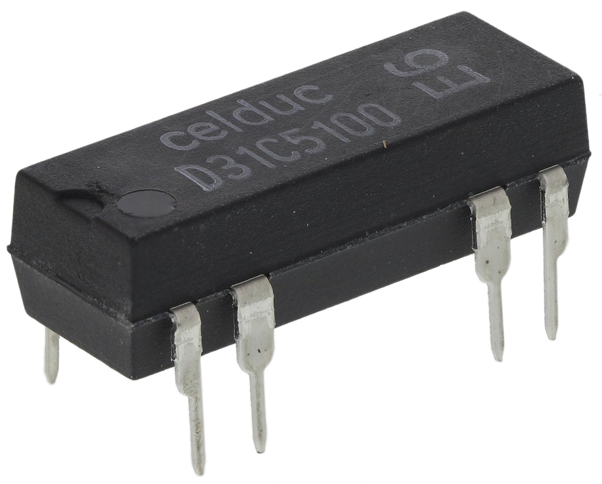 Celduc PCB Reed Relay, 12 V Coil, SPDT, 100 V dc Max, 0.25 A Max, 500 Ω